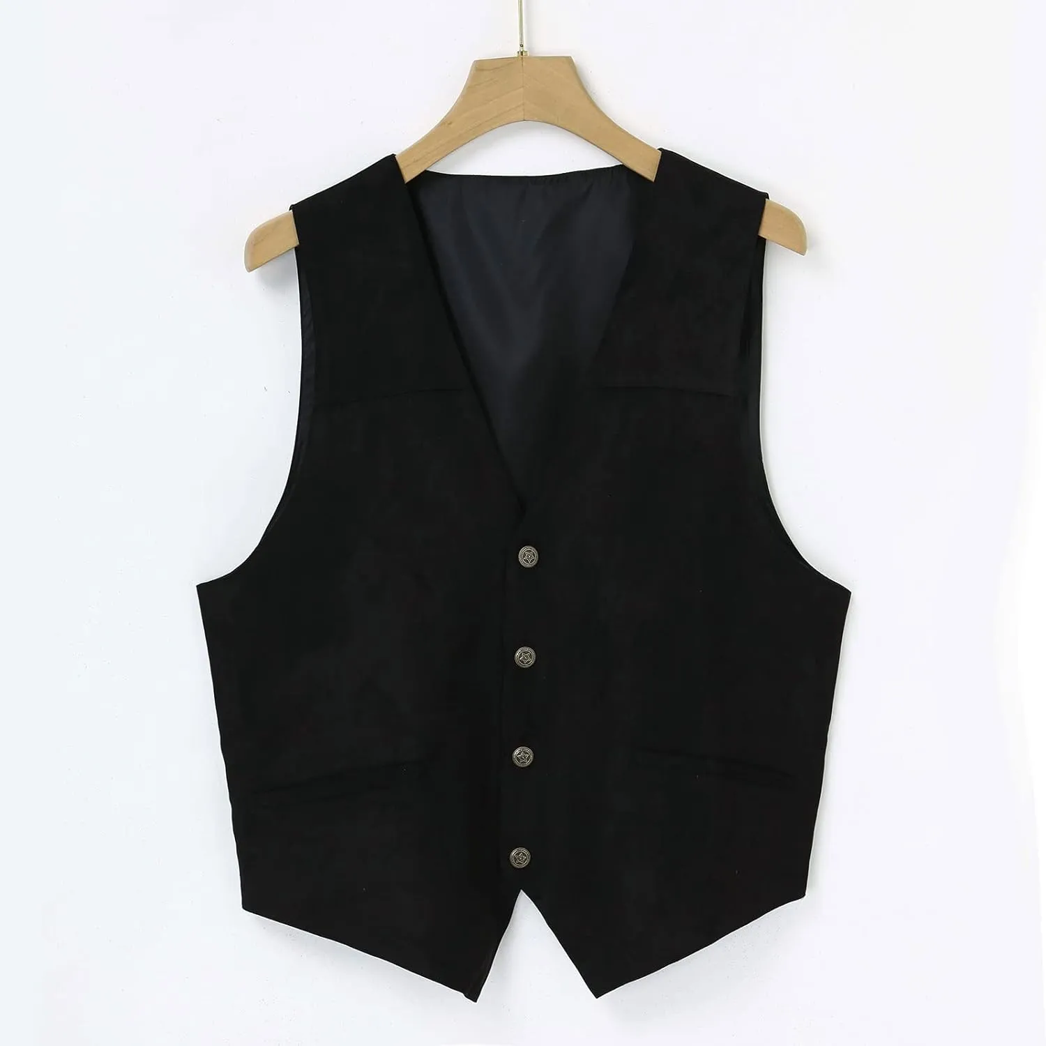 LCMTWX White Vest Leather V Neck Pocket Retro Color Vest Blouse With Button Vests For Men Casacas Mens Black Vest