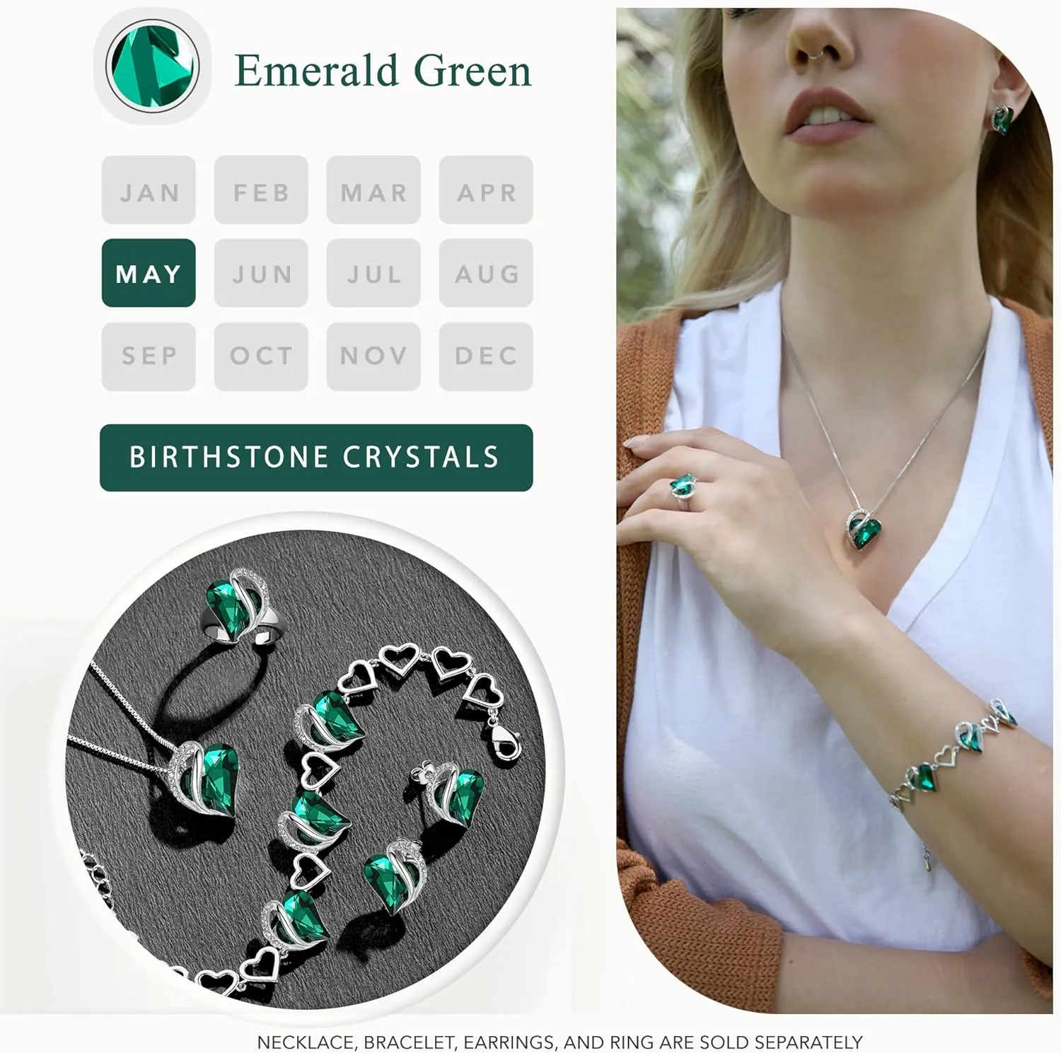 Leafael Mothers Day Gift Necklaces for Women, Infinity Love Heart Pendant with Birthstone Crystals, Silver Plated 18 plus 2 inch Chain, Birthday Jewelry for Mom and Wife
