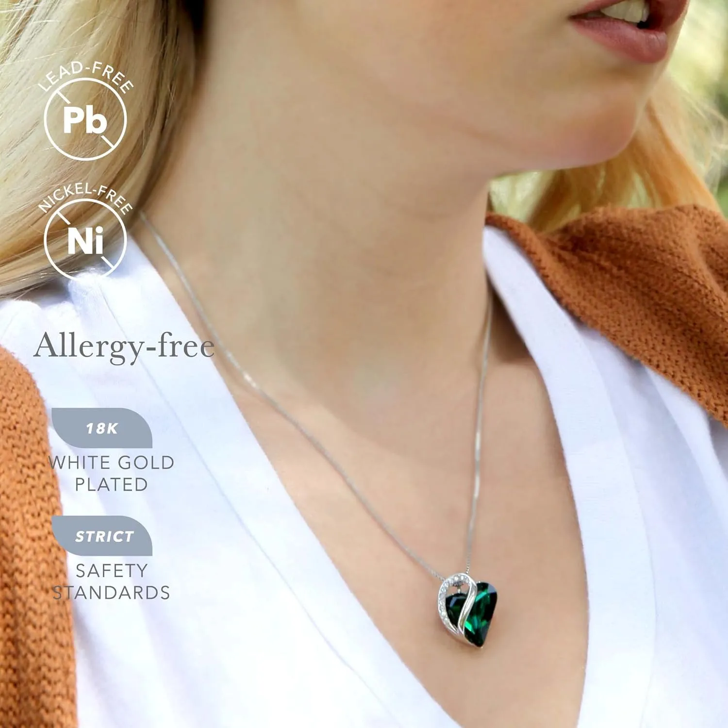 Leafael Mothers Day Gift Necklaces for Women, Infinity Love Heart Pendant with Birthstone Crystals, Silver Plated 18 plus 2 inch Chain, Birthday Jewelry for Mom and Wife
