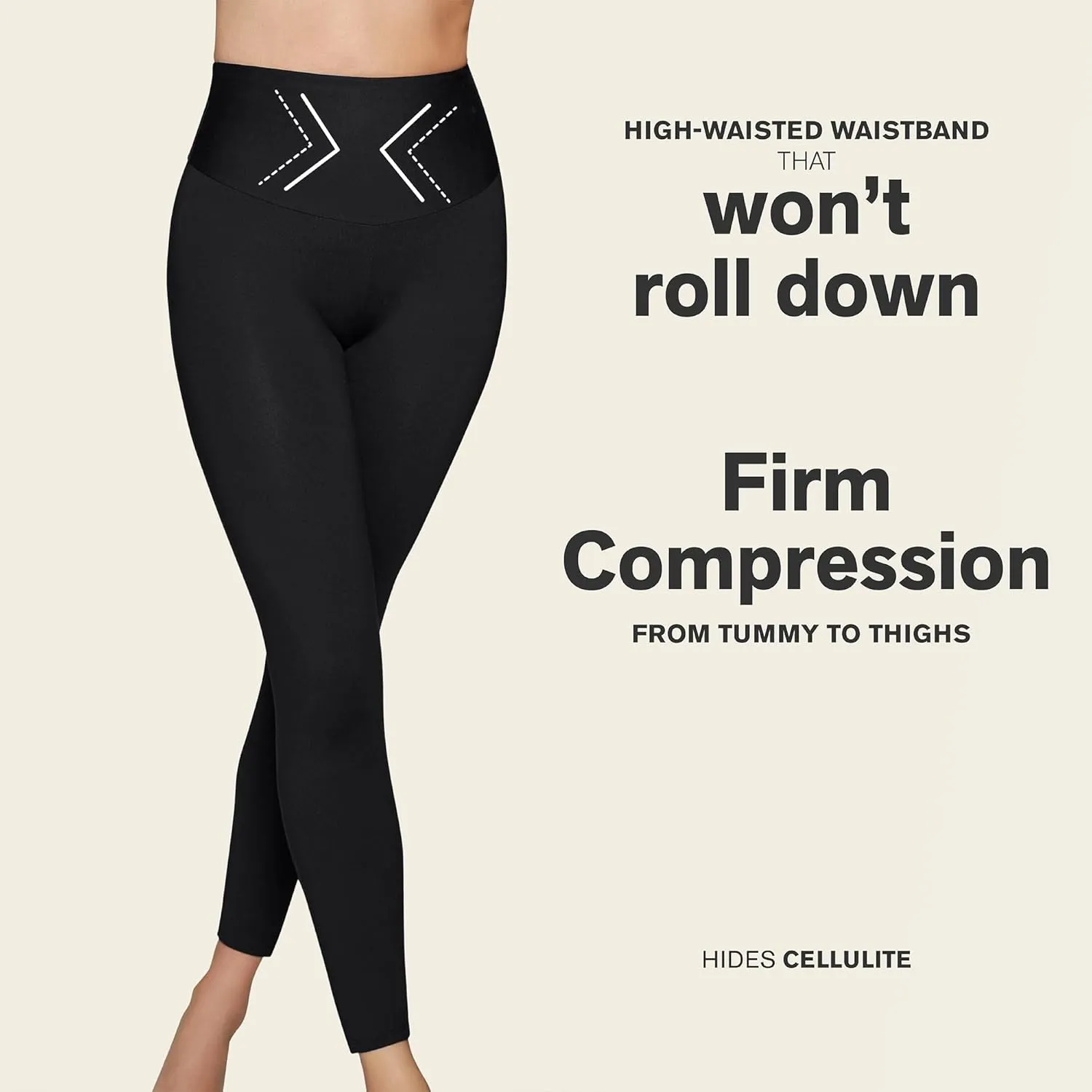 Leonisa High Waisted Compression Leggings for Women - Butt Lifting Anti Cellulite Pants