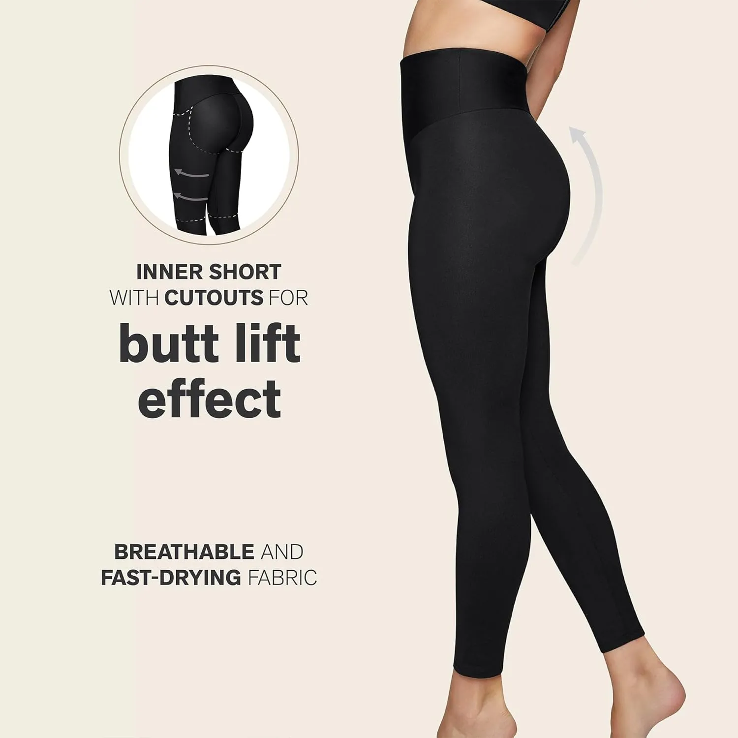 Leonisa High Waisted Compression Leggings for Women - Butt Lifting Anti Cellulite Pants