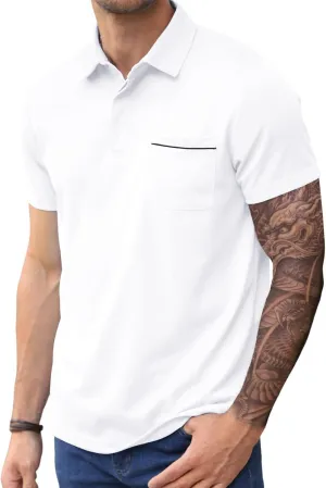 Lexiart Mens Athletic Golf Polo Shirts - Short Sleeve Workout Polos Quick Dry T-Shirt