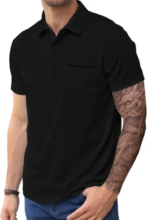 Lexiart Mens Athletic Golf Polo Shirts - Short Sleeve Workout Polos Quick Dry T-Shirt