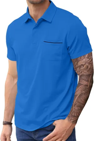 Lexiart Mens Athletic Golf Polo Shirts - Short Sleeve Workout Polos Quick Dry T-Shirt