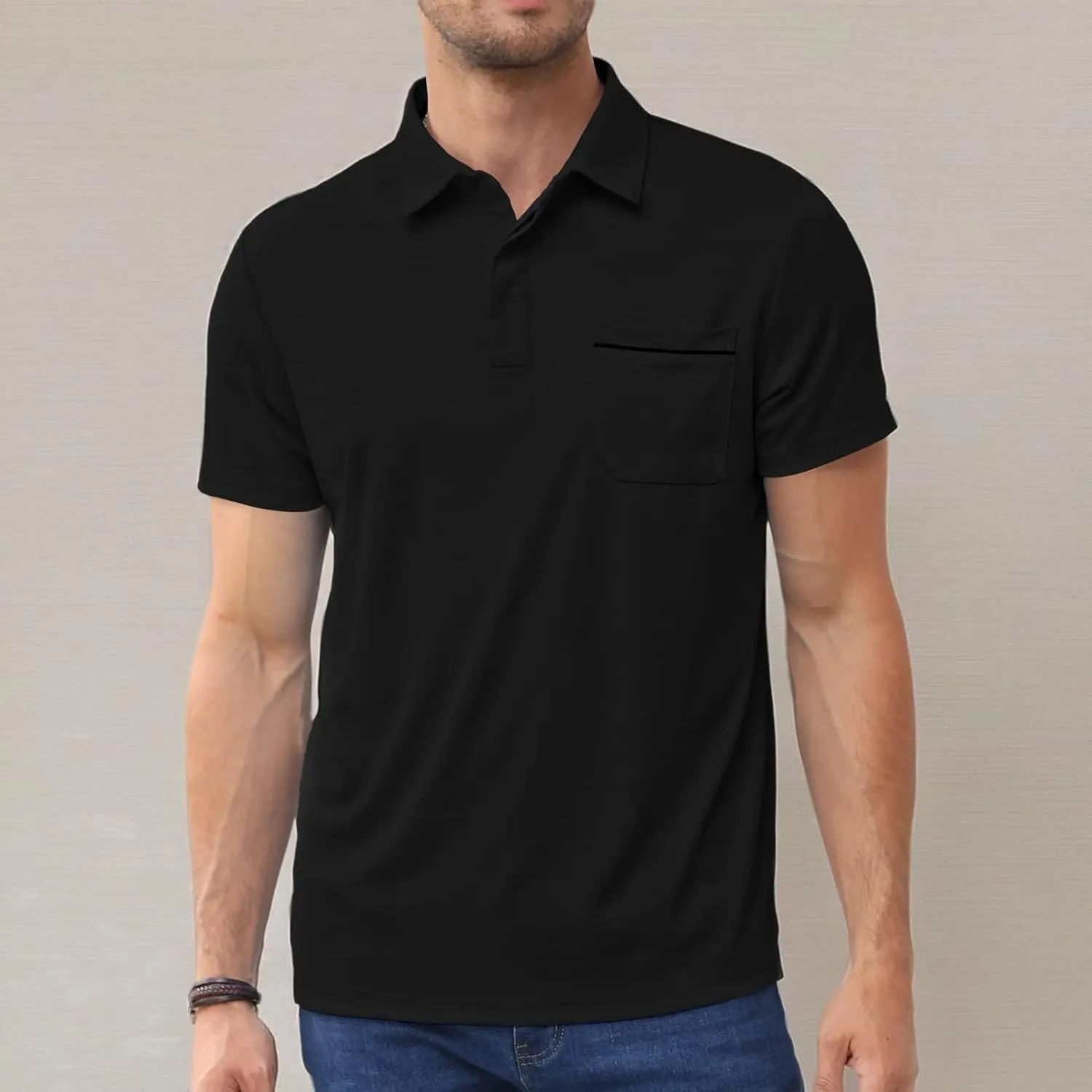 Lexiart Mens Athletic Golf Polo Shirts - Short Sleeve Workout Polos Quick Dry T-Shirt