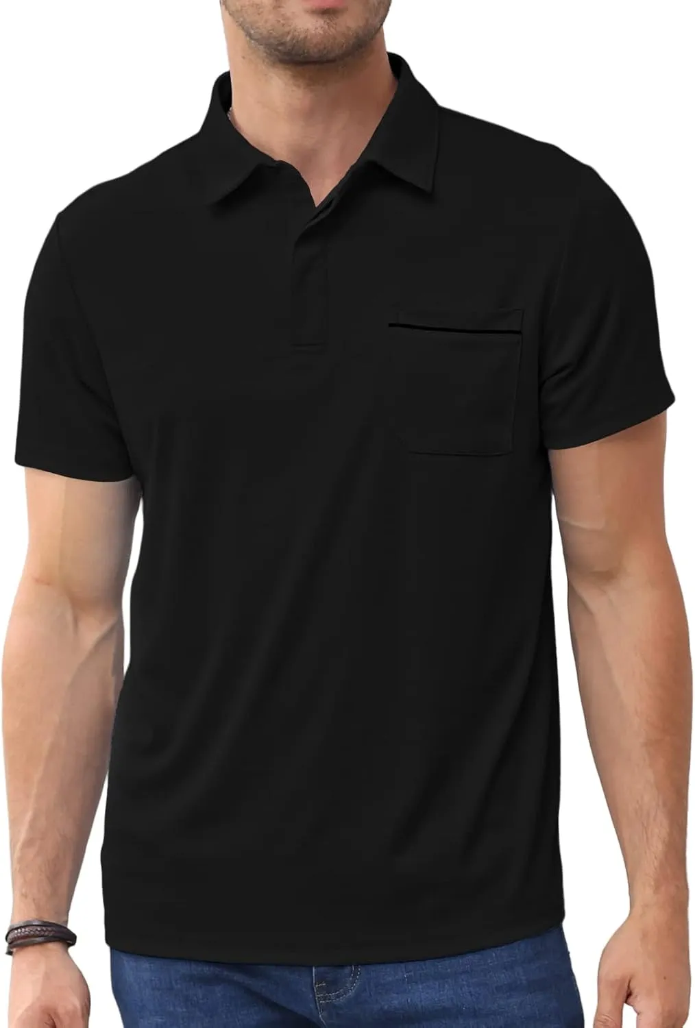 Lexiart Mens Athletic Golf Polo Shirts - Short Sleeve Workout Polos Quick Dry T-Shirt