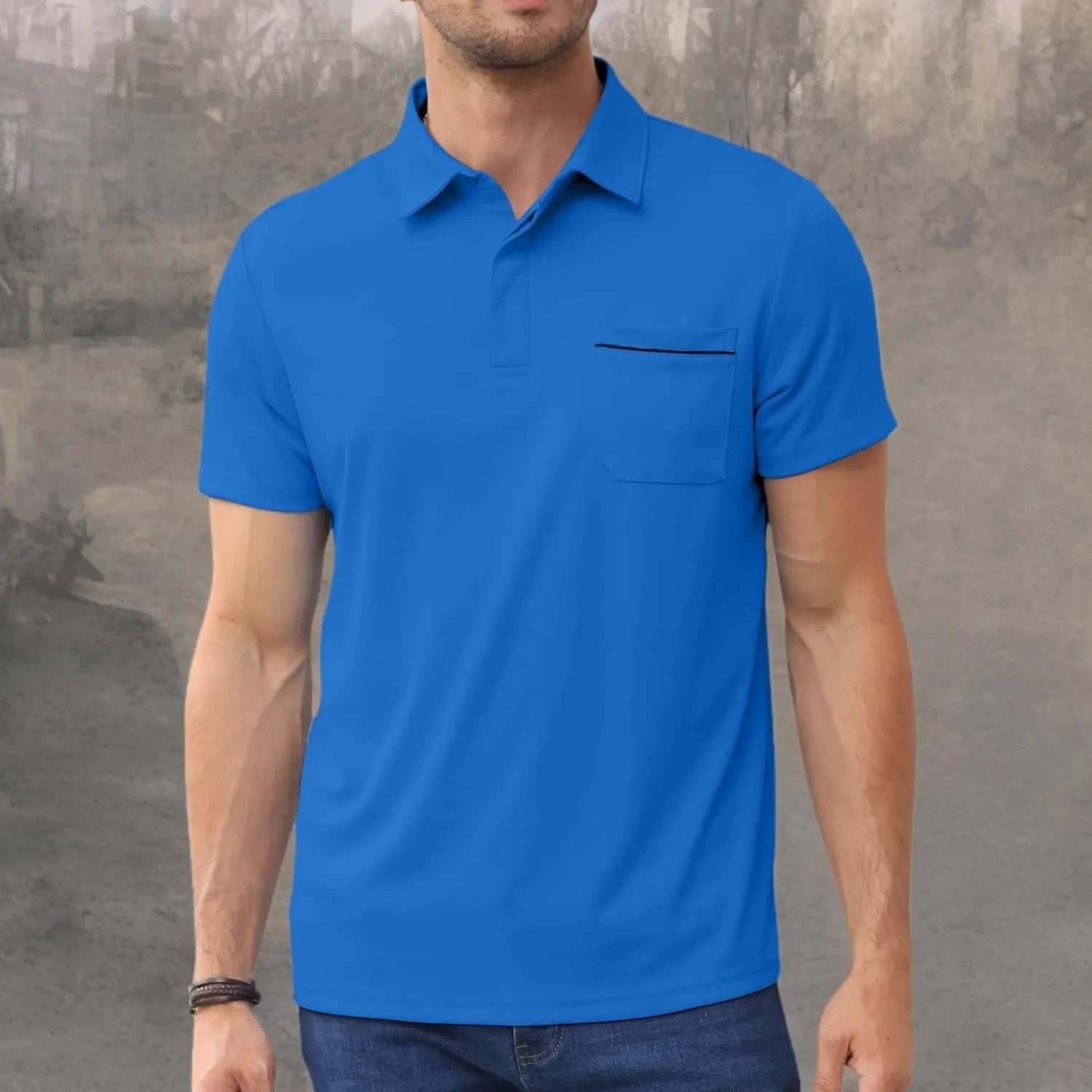Lexiart Mens Athletic Golf Polo Shirts - Short Sleeve Workout Polos Quick Dry T-Shirt
