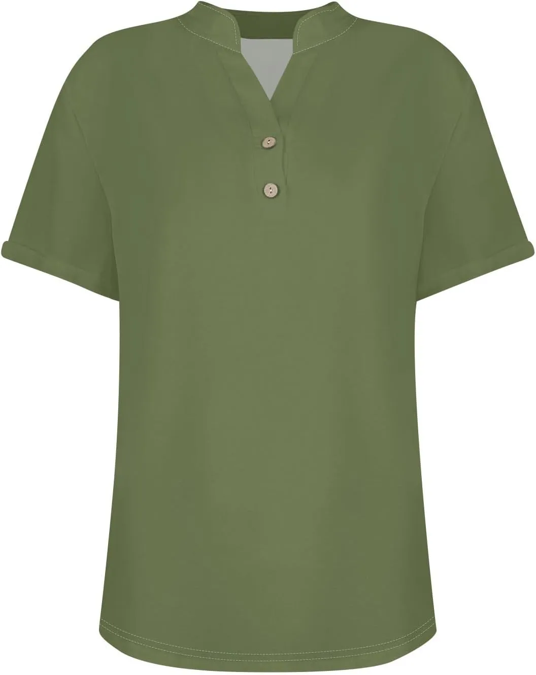 Linen Shirts for Women 2025 Summer Casual V Neck Button Down Blouses Vacation Short Sleeve Office Work Henley Tops