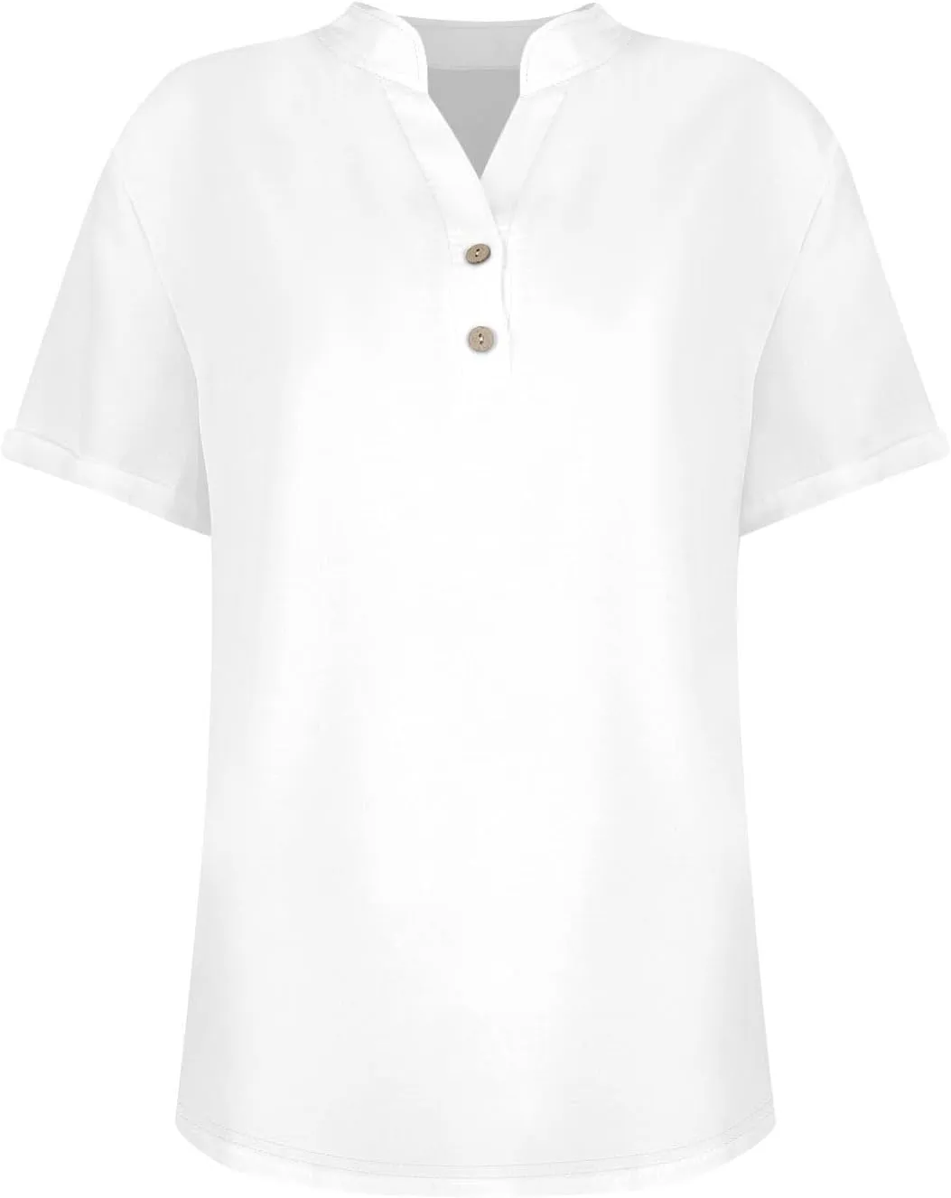 Linen Shirts for Women 2025 Summer Casual V Neck Button Down Blouses Vacation Short Sleeve Office Work Henley Tops