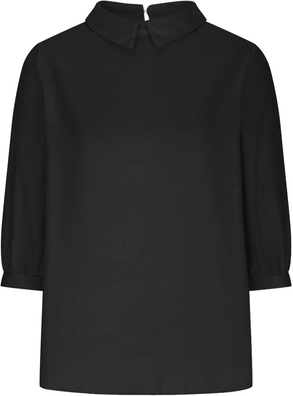Linen Shirts for Women 3/4 Length Sleeve Summer Henley Tops Casual Business Plain Collared Work Office Blouse