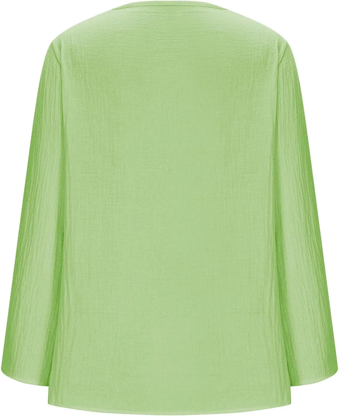 Linen Shirts for Women Casual V-Neck Long Sleeve T Shirt Loose Fit Solid Lightweight Blouse Trendy Summer Beach Tops