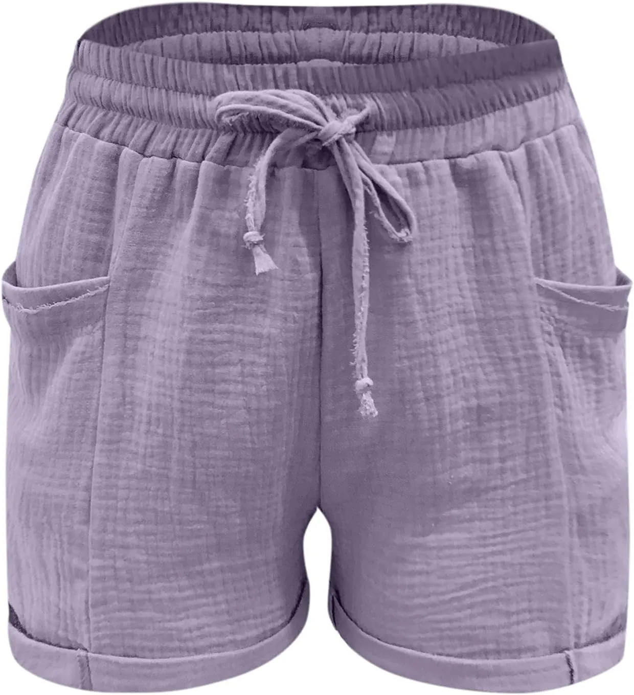 Linen Shorts for Women High Waisted Wide Leg Drawstring Casual Summer Beach Shorts Plus Size Cute Flowy Lounge Shorts
