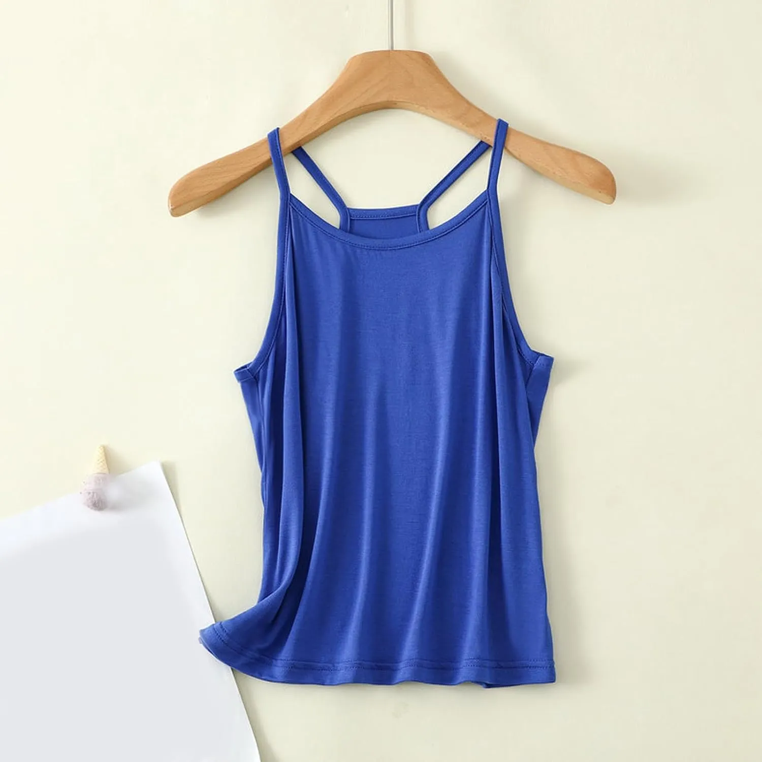 Lmdudan Tank Tops for Women Crewneck Spaghetti Strap Camisole Loose Fit Sleeveless Tees Casual Summer Racerback Shirts