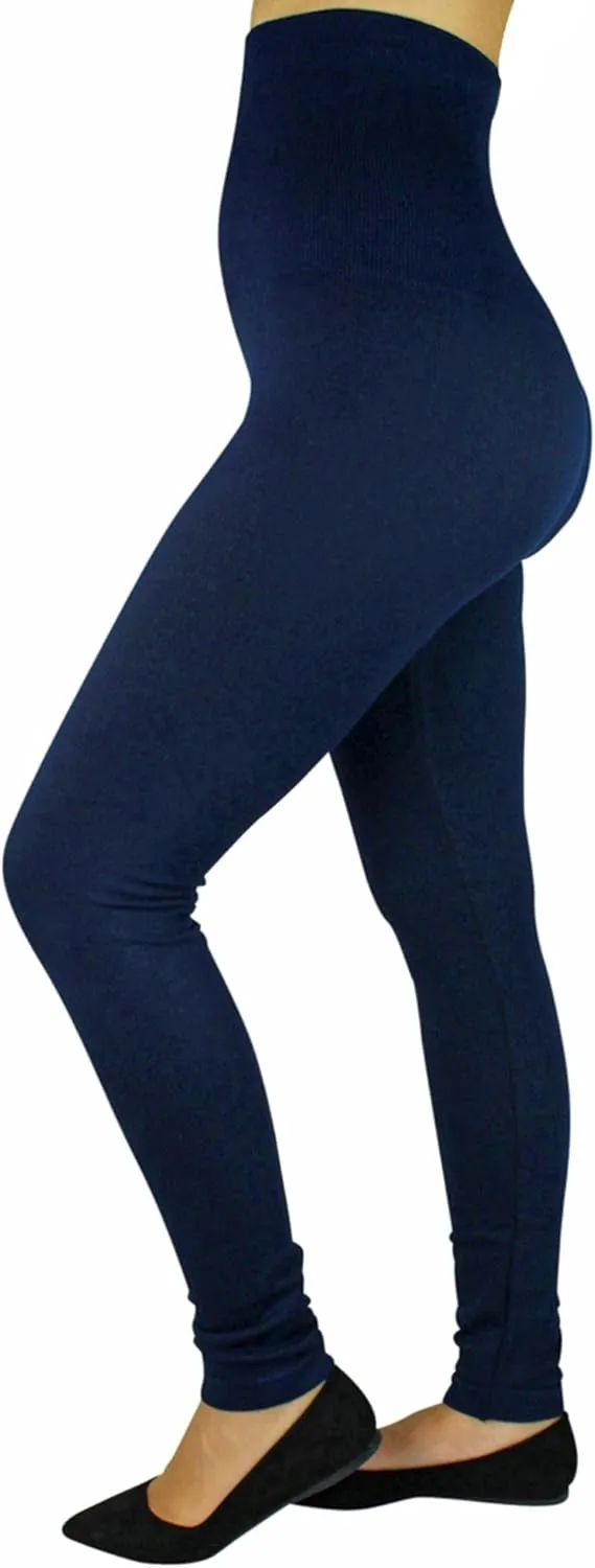 Luxury Divas High Waist Compression Leggings with Terry Lining