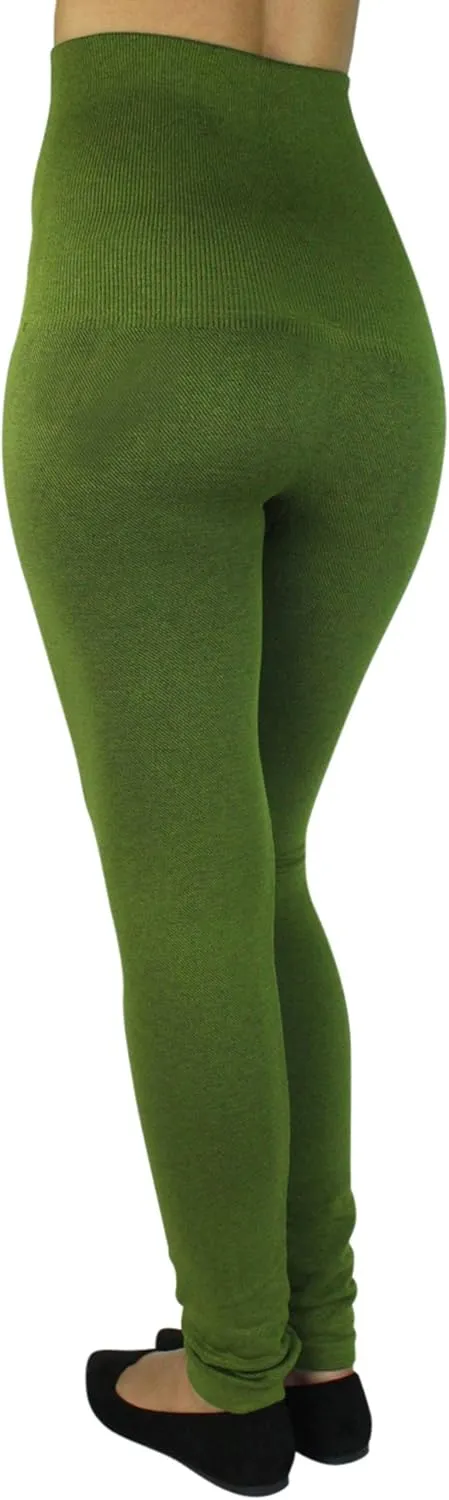 Luxury Divas High Waist Compression Leggings with Terry Lining