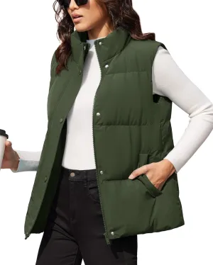 MAGCOMSEN Women's Puffer Down Vest Oversized Zip Up Outerwear Lightweight Winter Padded Gilet Jacket with Pockets