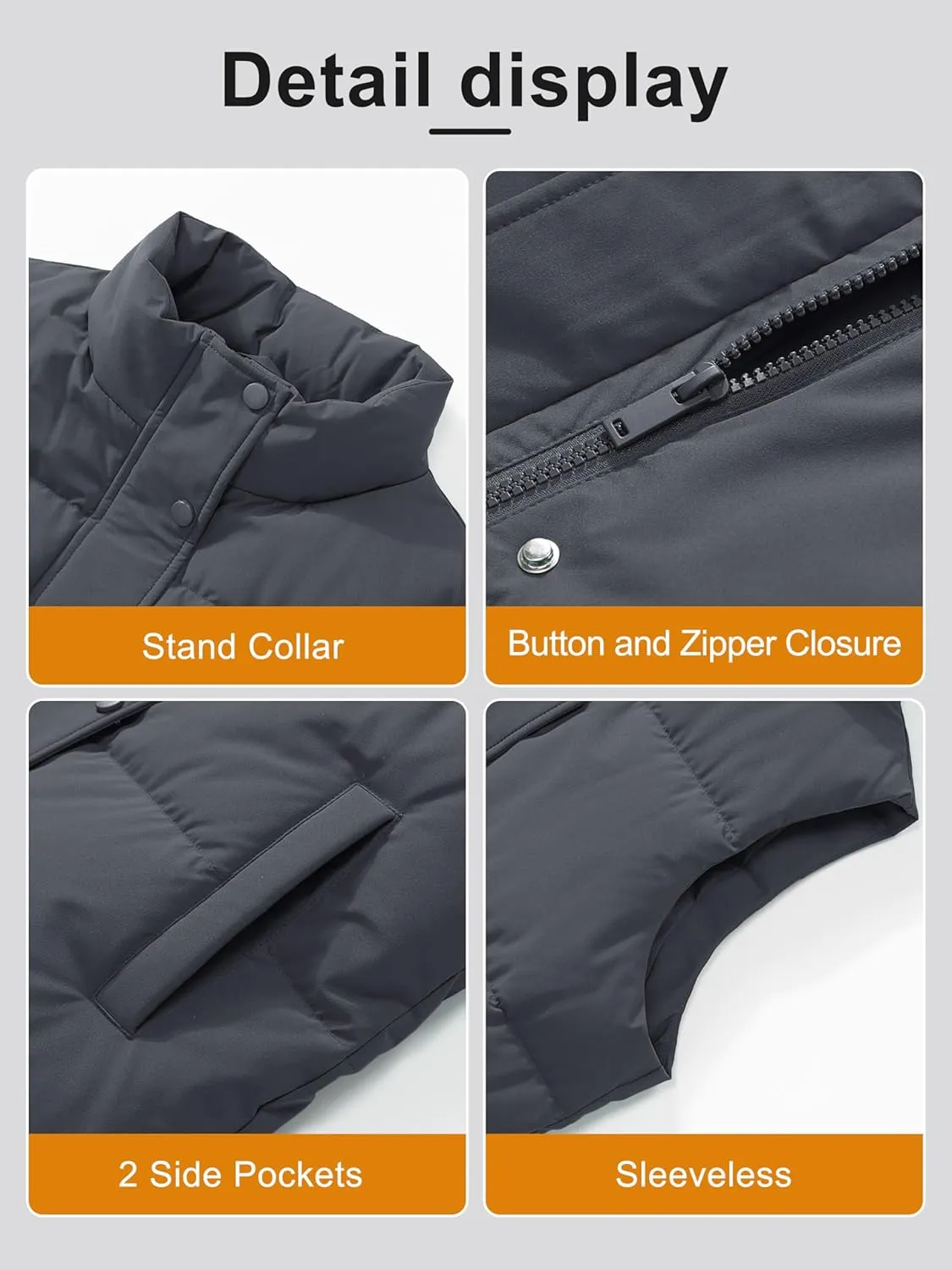 MAGCOMSEN Women's Puffer Down Vest Oversized Zip Up Outerwear Lightweight Winter Padded Gilet Jacket with Pockets