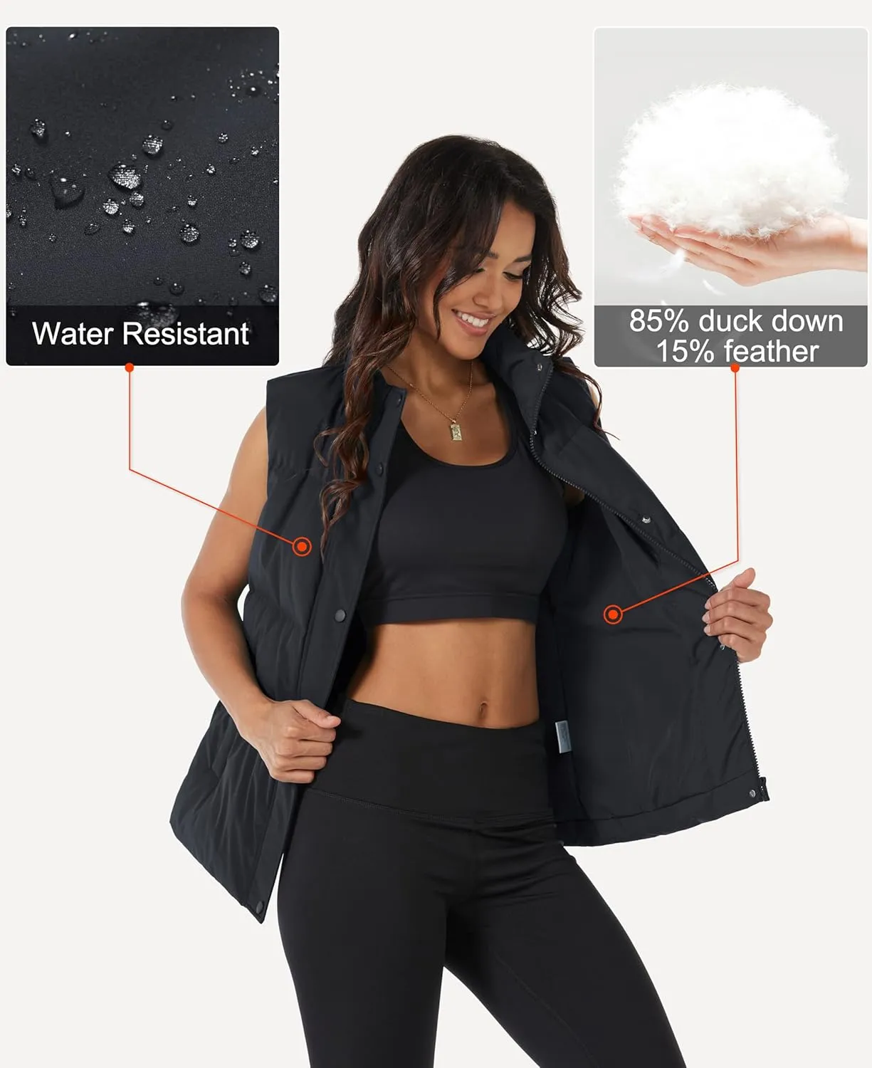 MAGCOMSEN Women's Puffer Down Vest Oversized Zip Up Outerwear Lightweight Winter Padded Gilet Jacket with Pockets