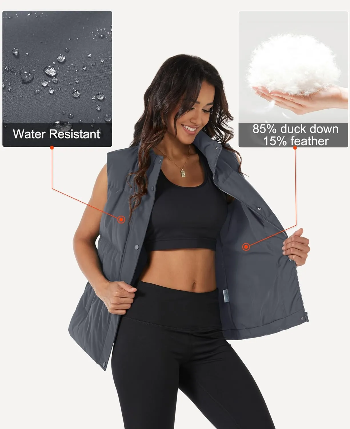 MAGCOMSEN Women's Puffer Down Vest Oversized Zip Up Outerwear Lightweight Winter Padded Gilet Jacket with Pockets