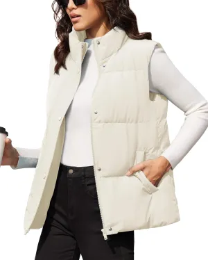 MAGCOMSEN Women's Puffer Down Vest Oversized Zip Up Outerwear Lightweight Winter Padded Gilet Jacket with Pockets