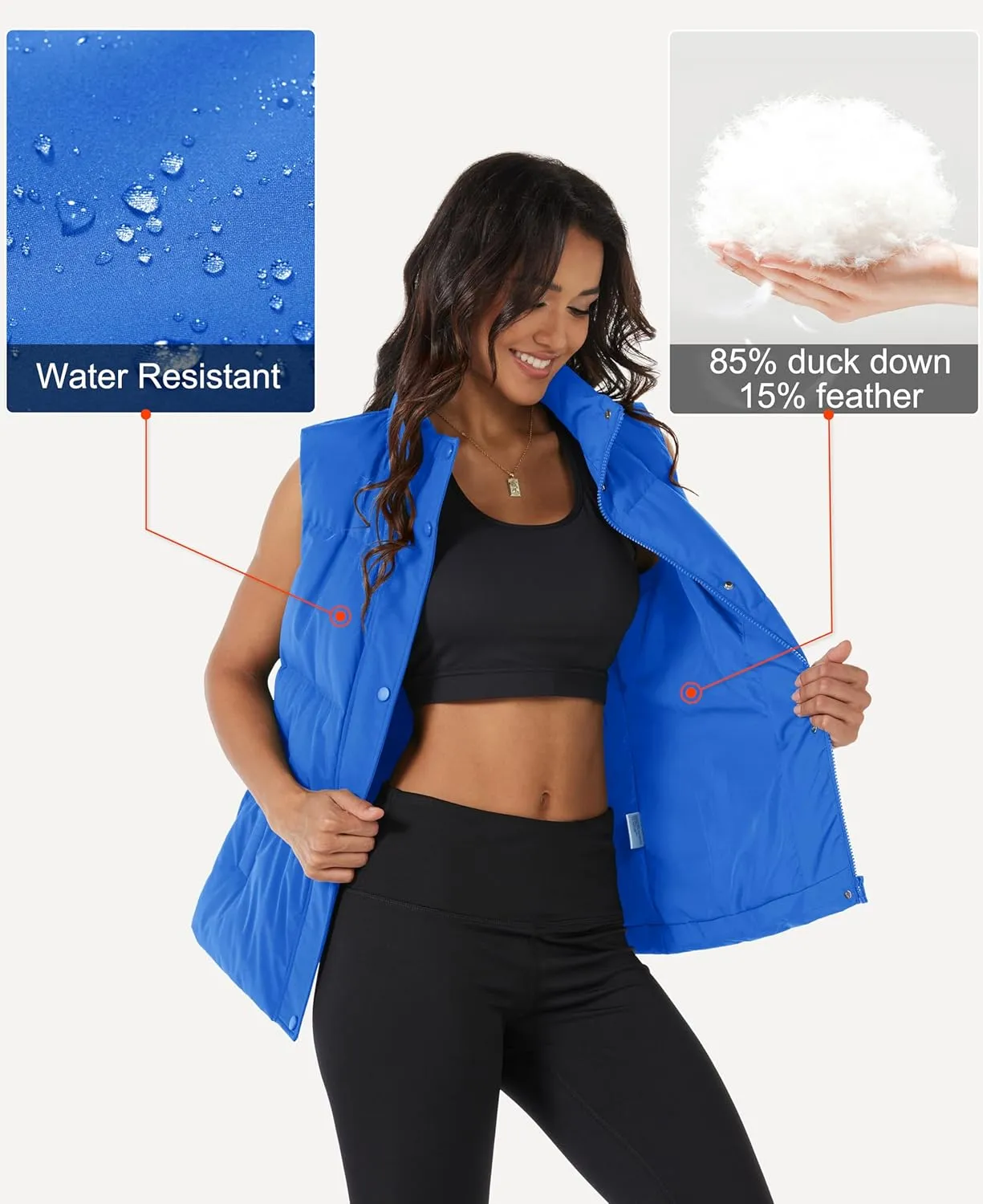 MAGCOMSEN Women's Puffer Down Vest Oversized Zip Up Outerwear Lightweight Winter Padded Gilet Jacket with Pockets