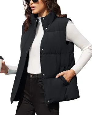 MAGCOMSEN Women's Puffer Down Vest Oversized Zip Up Outerwear Lightweight Winter Padded Gilet Jacket with Pockets