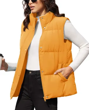 MAGCOMSEN Women's Puffer Down Vest Oversized Zip Up Outerwear Lightweight Winter Padded Gilet Jacket with Pockets