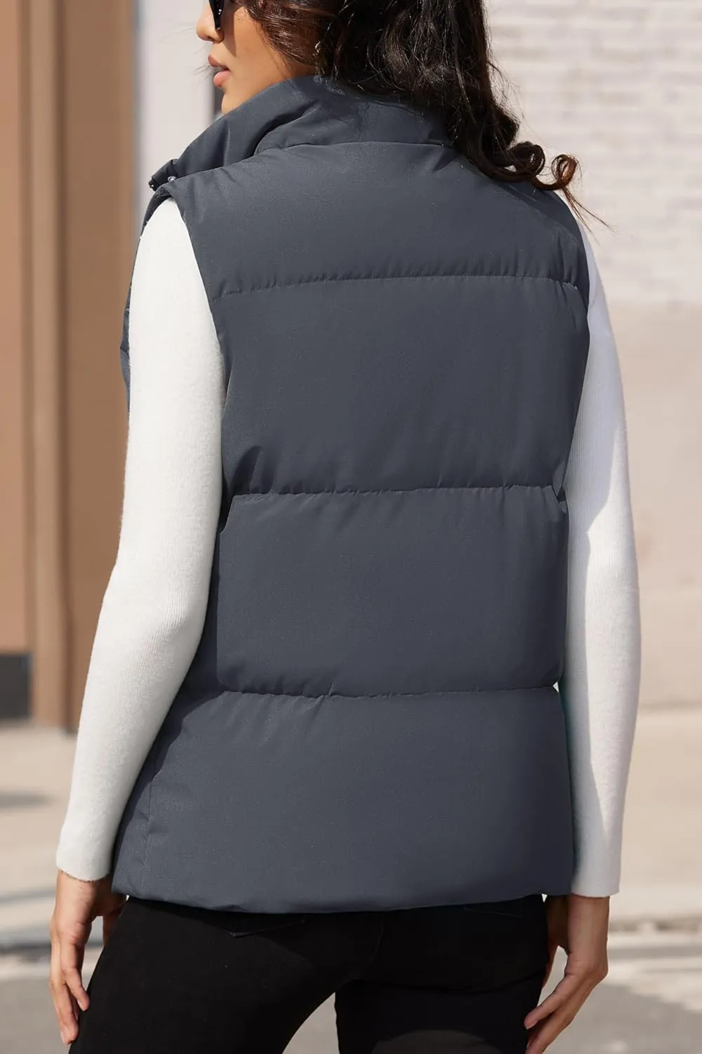 MAGCOMSEN Women's Puffer Down Vest Oversized Zip Up Outerwear Lightweight Winter Padded Gilet Jacket with Pockets