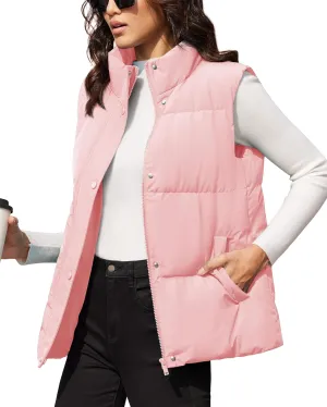 MAGCOMSEN Women's Puffer Down Vest Oversized Zip Up Outerwear Lightweight Winter Padded Gilet Jacket with Pockets