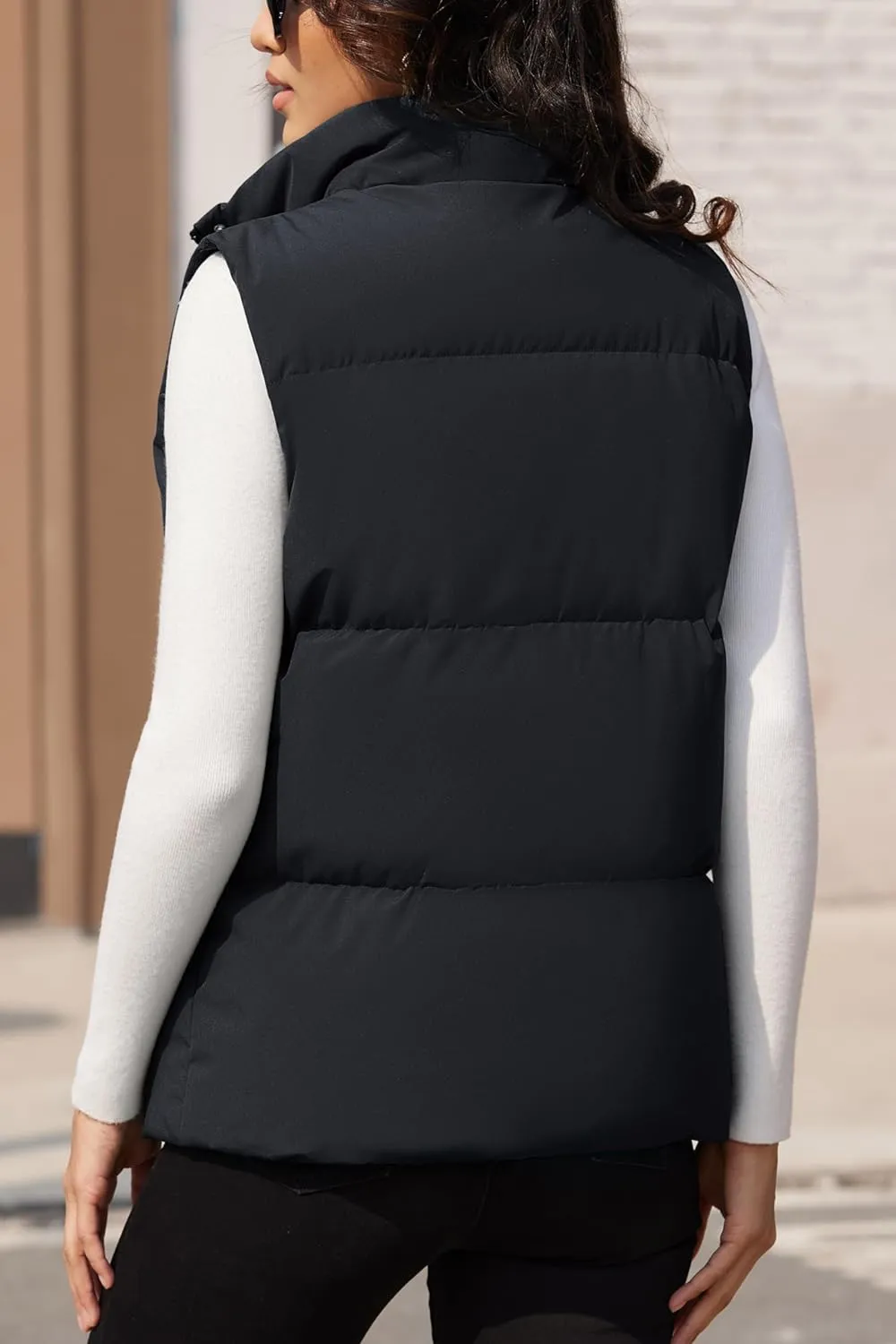 MAGCOMSEN Women's Puffer Down Vest Oversized Zip Up Outerwear Lightweight Winter Padded Gilet Jacket with Pockets
