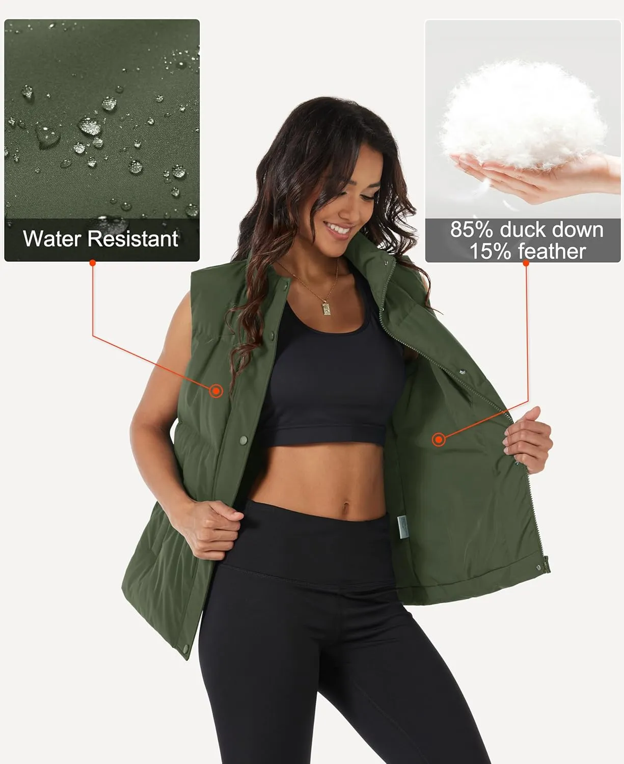 MAGCOMSEN Women's Puffer Down Vest Oversized Zip Up Outerwear Lightweight Winter Padded Gilet Jacket with Pockets