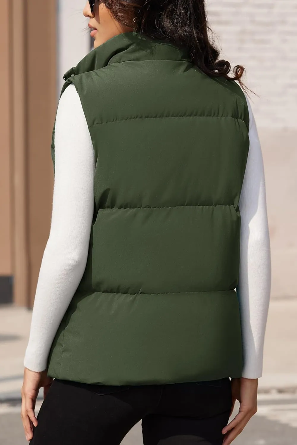 MAGCOMSEN Women's Puffer Down Vest Oversized Zip Up Outerwear Lightweight Winter Padded Gilet Jacket with Pockets