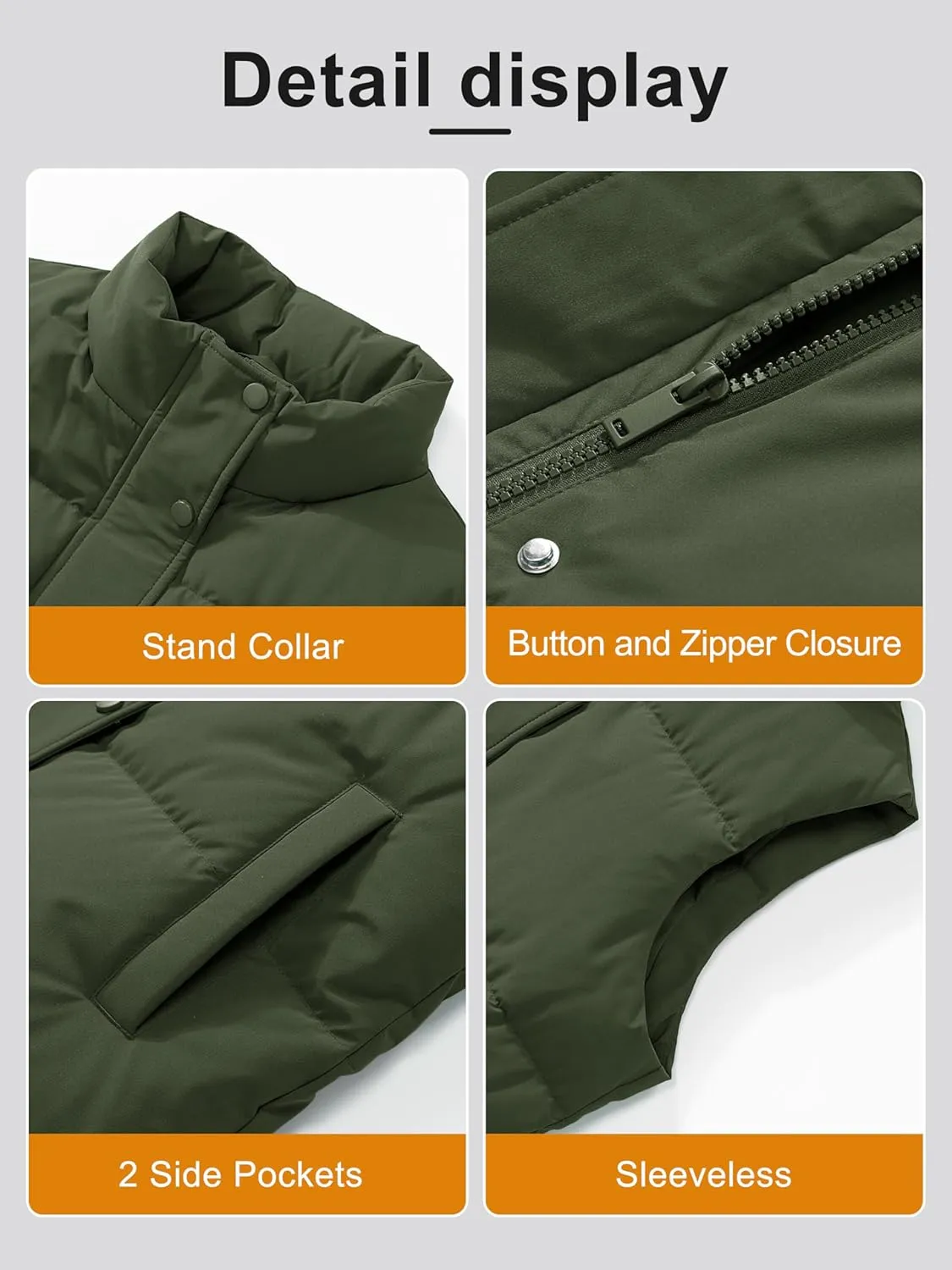 MAGCOMSEN Women's Puffer Down Vest Oversized Zip Up Outerwear Lightweight Winter Padded Gilet Jacket with Pockets