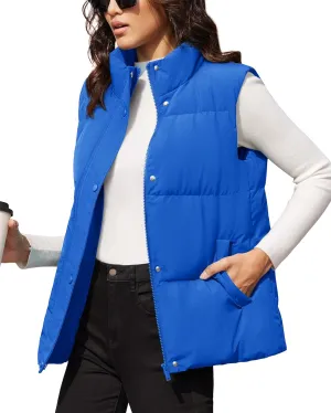 MAGCOMSEN Women's Puffer Down Vest Oversized Zip Up Outerwear Lightweight Winter Padded Gilet Jacket with Pockets