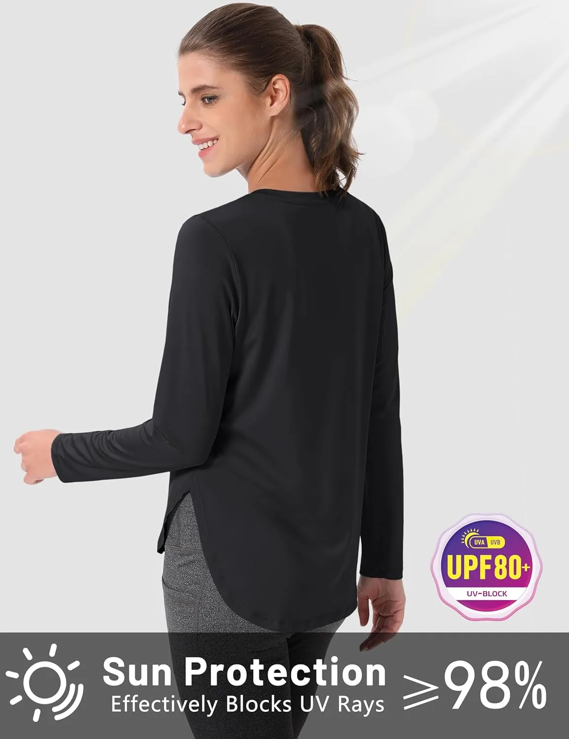 MAGCOMSEN Women's Sun Shirts SPF Long Sleeve Workout Tops Athletic UV Protection UPF 80  Quick Dry T Shirt
