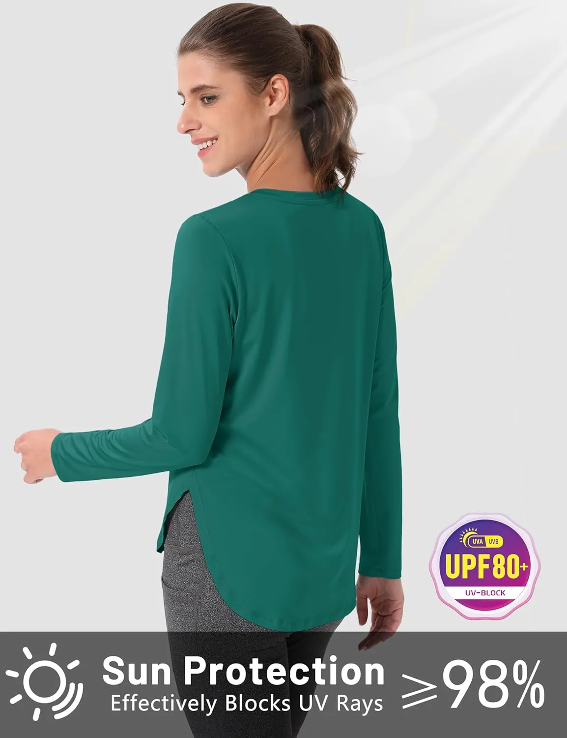 MAGCOMSEN Women's Sun Shirts SPF Long Sleeve Workout Tops Athletic UV Protection UPF 80  Quick Dry T Shirt
