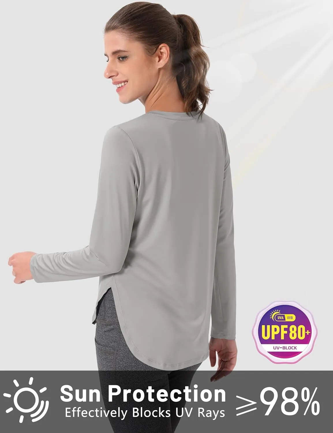 MAGCOMSEN Women's Sun Shirts SPF Long Sleeve Workout Tops Athletic UV Protection UPF 80  Quick Dry T Shirt
