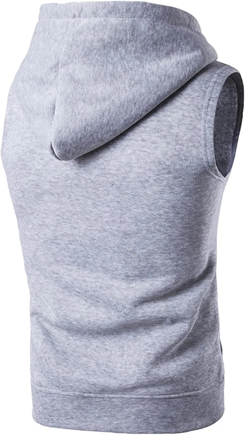 Maiyifu-GJ Men Zip Up Hoodie Tank Tops Slim Fit Sleeveless Workout Hooded Vests Casual Lightweight Bodybuilding Gym Hoodies