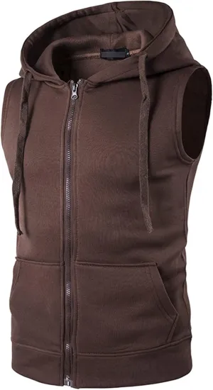 Maiyifu-GJ Men Zip Up Hoodie Tank Tops Slim Fit Sleeveless Workout Hooded Vests Casual Lightweight Bodybuilding Gym Hoodies