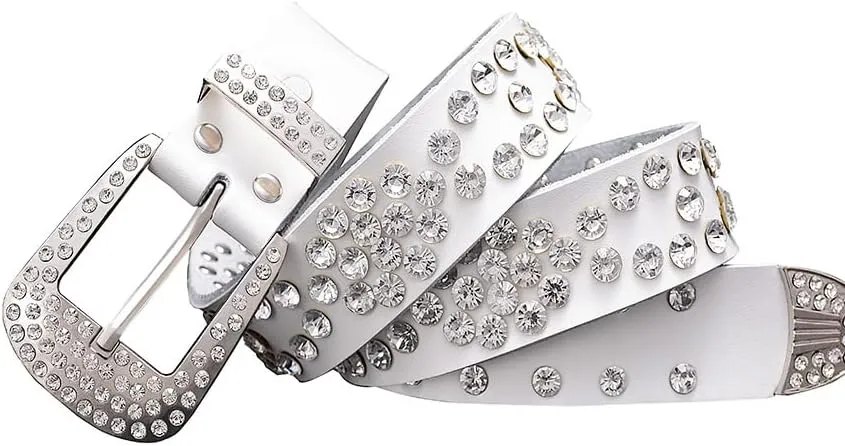 Men Women Rhinestone Belt Western Cowboy Cowgirl Leather Belts Unisex Cow Skin Waist Strap Belt