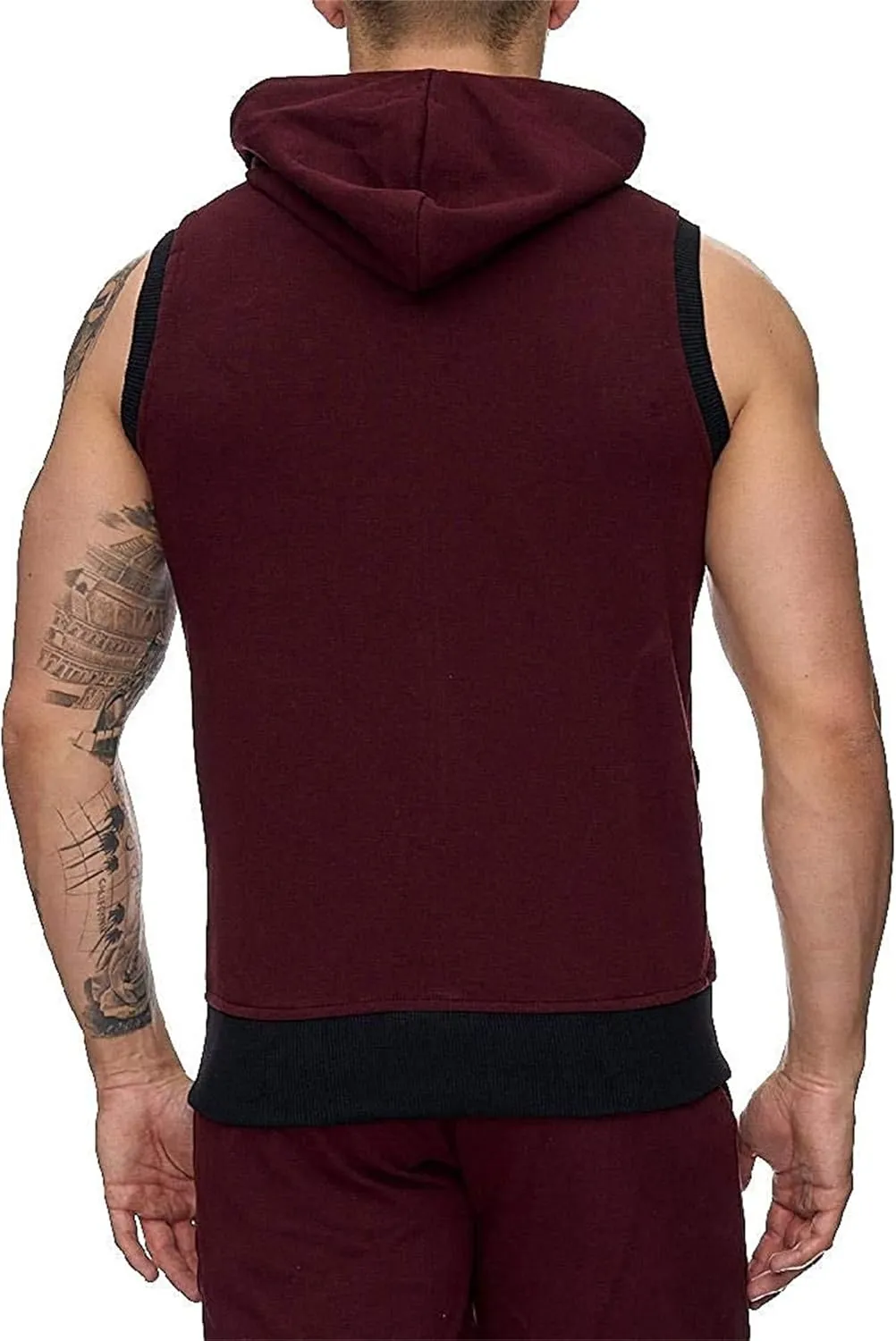 Men Zip Up Workout Tank Tops Bodybuilding Fitness Sleeveless Hooded Vests Lightweight Slim Drawstring Gym Hoodies