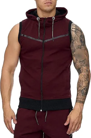 Men Zip Up Workout Tank Tops Bodybuilding Fitness Sleeveless Hooded Vests Lightweight Slim Drawstring Gym Hoodies