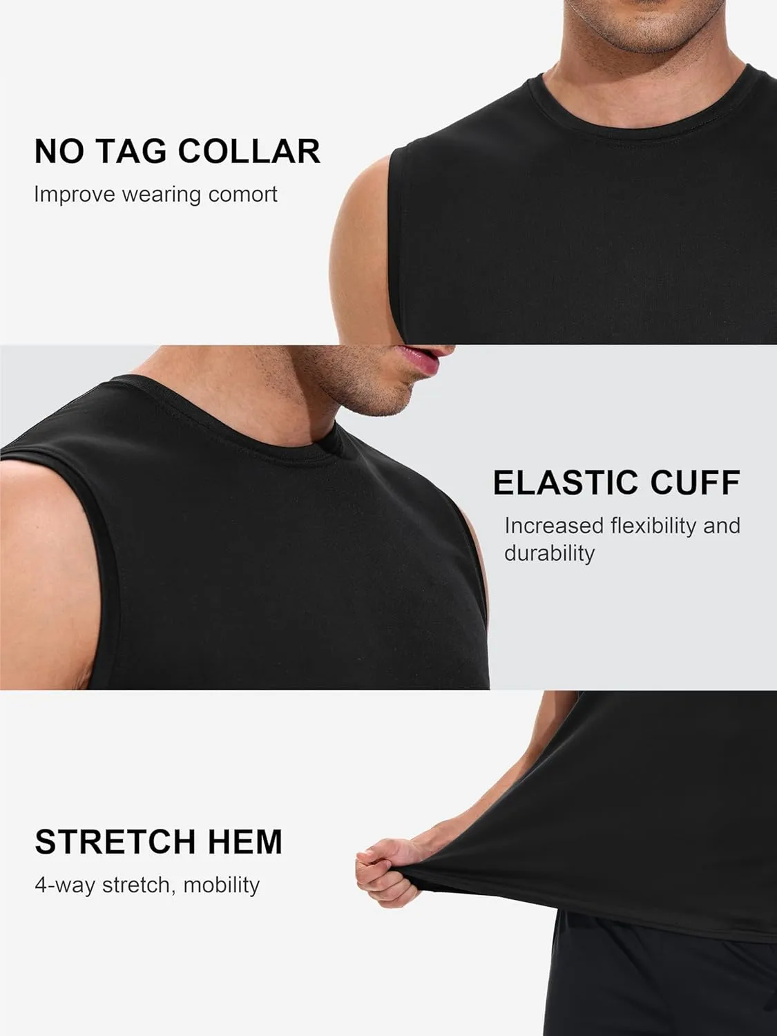 Mens 5 Pack Quick Dry Tank Tops, Moisture Wicking, Mesh Lightweight T-Shirts, Athletic Weightlifting Sleeveless
