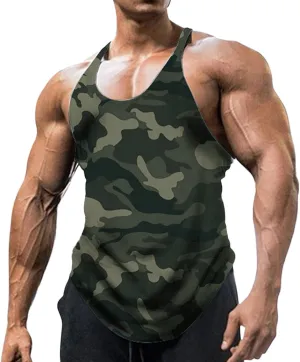 Men's Camo Workout Tank Tops Athletic Sleeveless Muscle Cut Off Shirt Vests Gym Fitness Bodybuilding Quick Dry T-Shirt