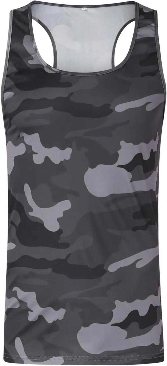 Men's Camo Workout Tank Tops Athletic Sleeveless Muscle Cut Off Shirt Vests Gym Fitness Bodybuilding Quick Dry T-Shirt