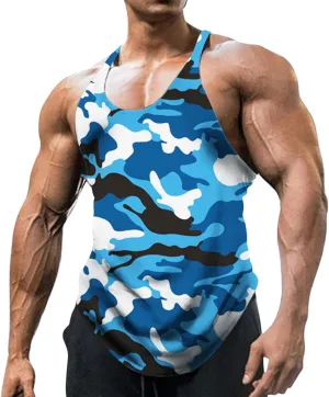 Men's Camo Workout Tank Tops Athletic Sleeveless Muscle Cut Off Shirt Vests Gym Fitness Bodybuilding Quick Dry T-Shirt
