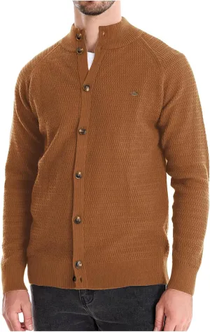 Mens Cardigan Sweater Casual Long Sleeve Mock Neck Button Down Knitted Cardigan Sweaters Jacket with Pockets