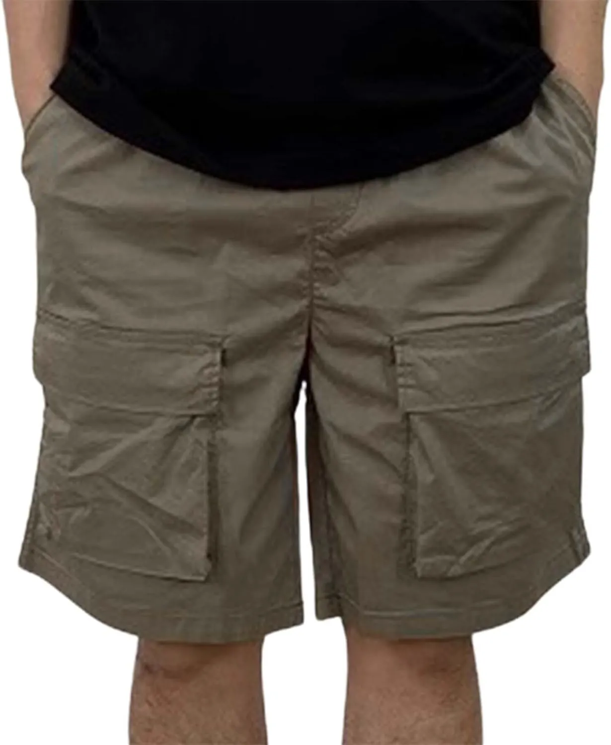 Mens Cargo Shorts Summer Fashion Casual Loose Solid Color 5 Inch Shorts with Multiple Pockets