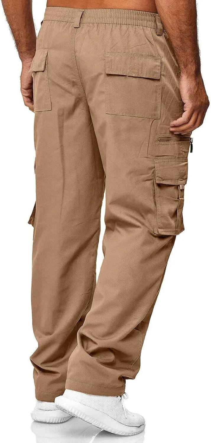 Men's Cargo Sweatpants Open Bottom Hiking Jogger Cargo Sweatpants for Men with Pockets Mens Black Sweatpants