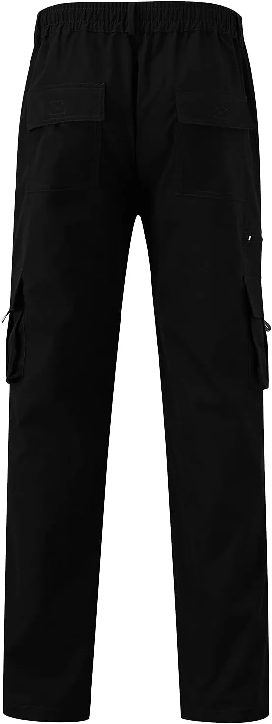 Men's Cargo Sweatpants Open Bottom Hiking Jogger Cargo Sweatpants for Men with Pockets Mens Black Sweatpants